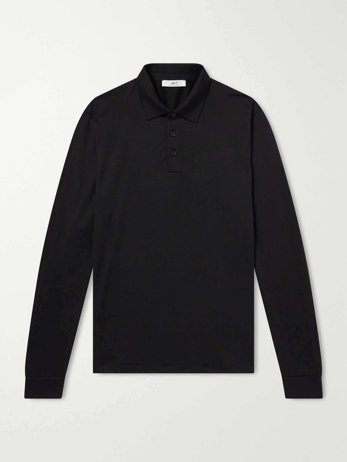 Mr P. - Silk and Cotton-Blend Polo Shirt - Black