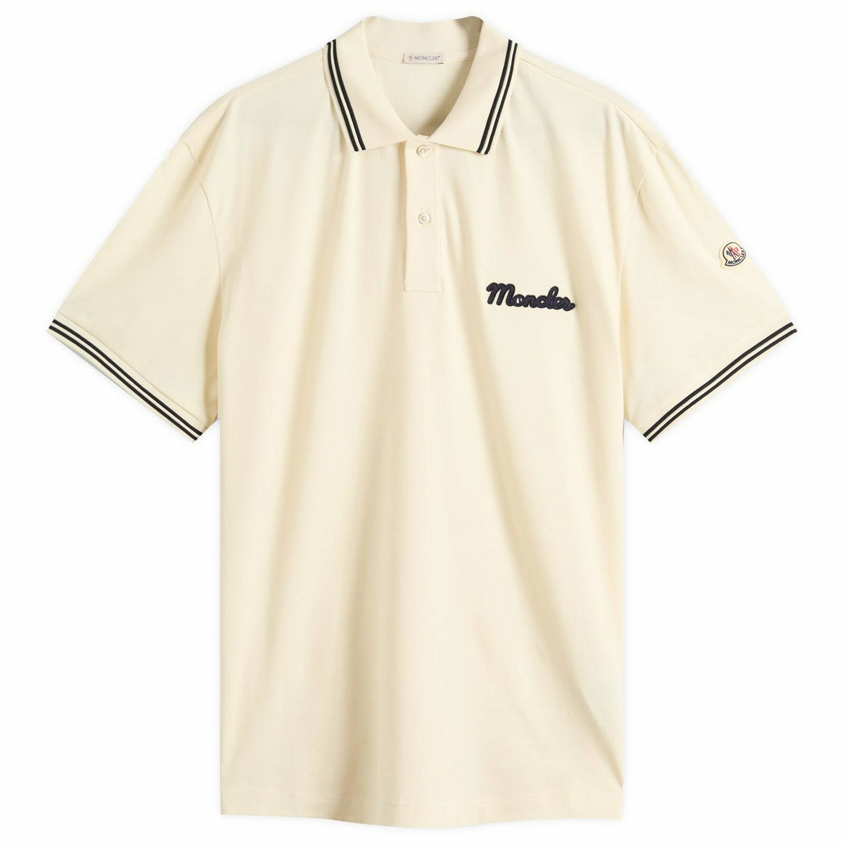 Moncler Men's Short Sleeve Logo Polo in White Moncler