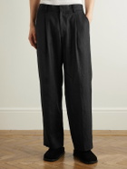 NN07 - Kay 1454 Straight-Leg Pleated Linen Trousers - Black