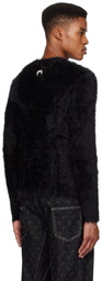 Marine Serre Black Wild Puffy Knit Crewneck Sweater