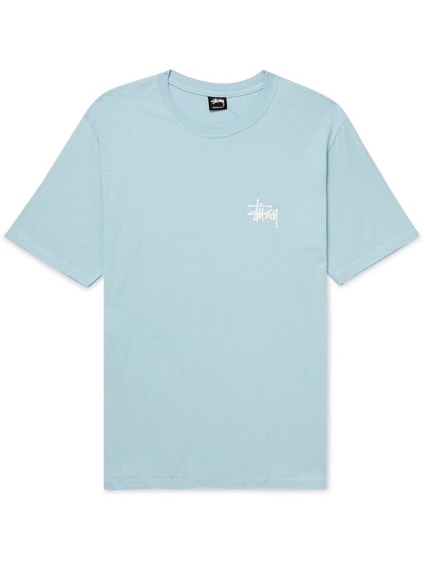 Photo: Stussy - Logo-Print Cotton-Jersey T-Shirt - Blue