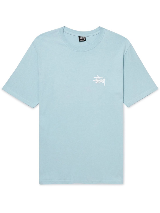 Photo: Stussy - Logo-Print Cotton-Jersey T-Shirt - Blue