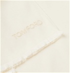 TOM FORD - Fringed Logo-Embroidered Silk Scarf - White