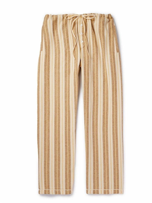 Photo: BODE - Straight-Leg Striped Cotton Trousers - Yellow
