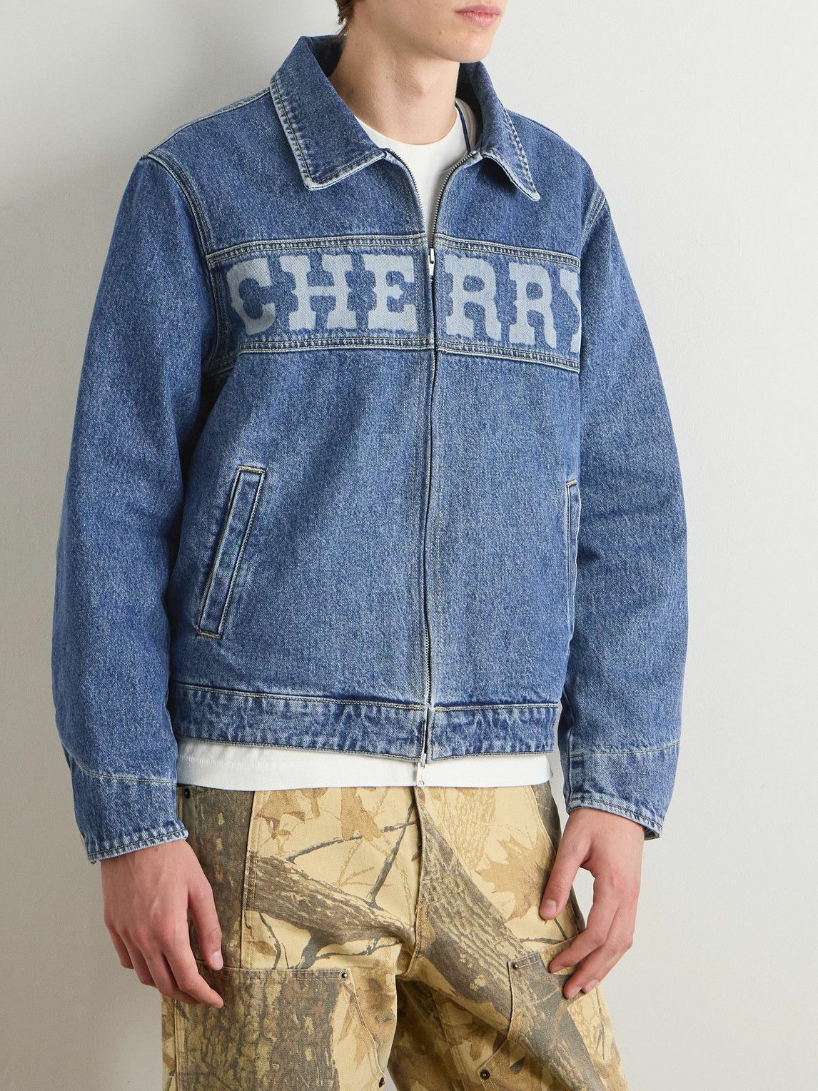 Cherry Los Angeles - Logo-Print Denim Blouson Jacket - Blue