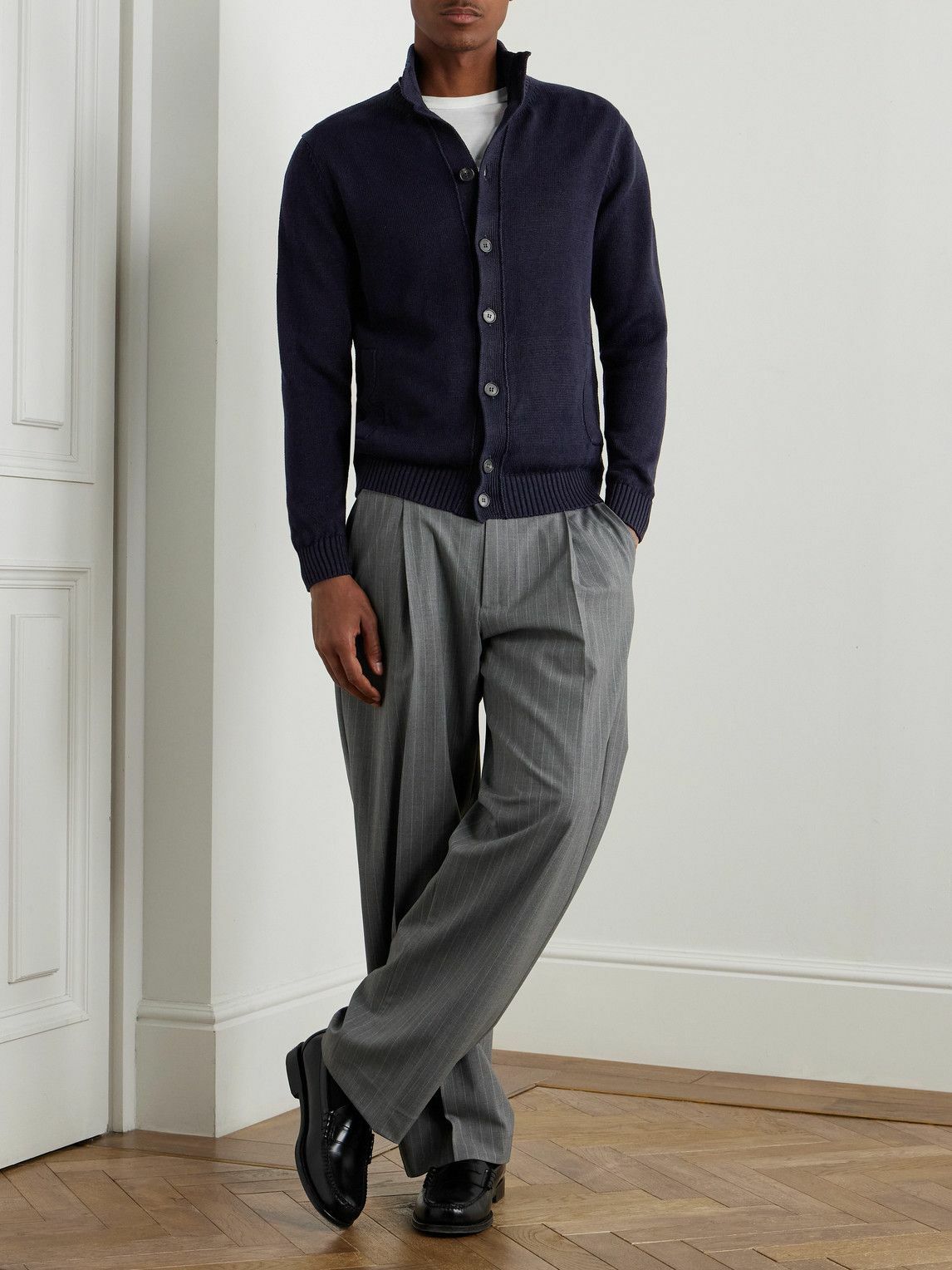 Incotex - Zanone Linen and Cotton-Blend Cardigan - Blue