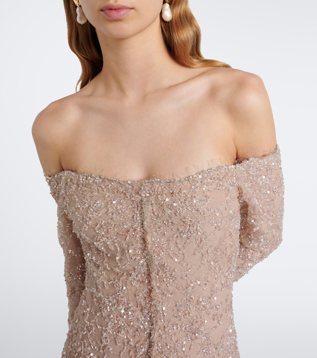 Marmar Halim Embellished off-shoulder lace gown