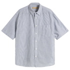 FrizmWORKS Men's OG Stripe Seersucker Short Sleeve Shirt in Blue