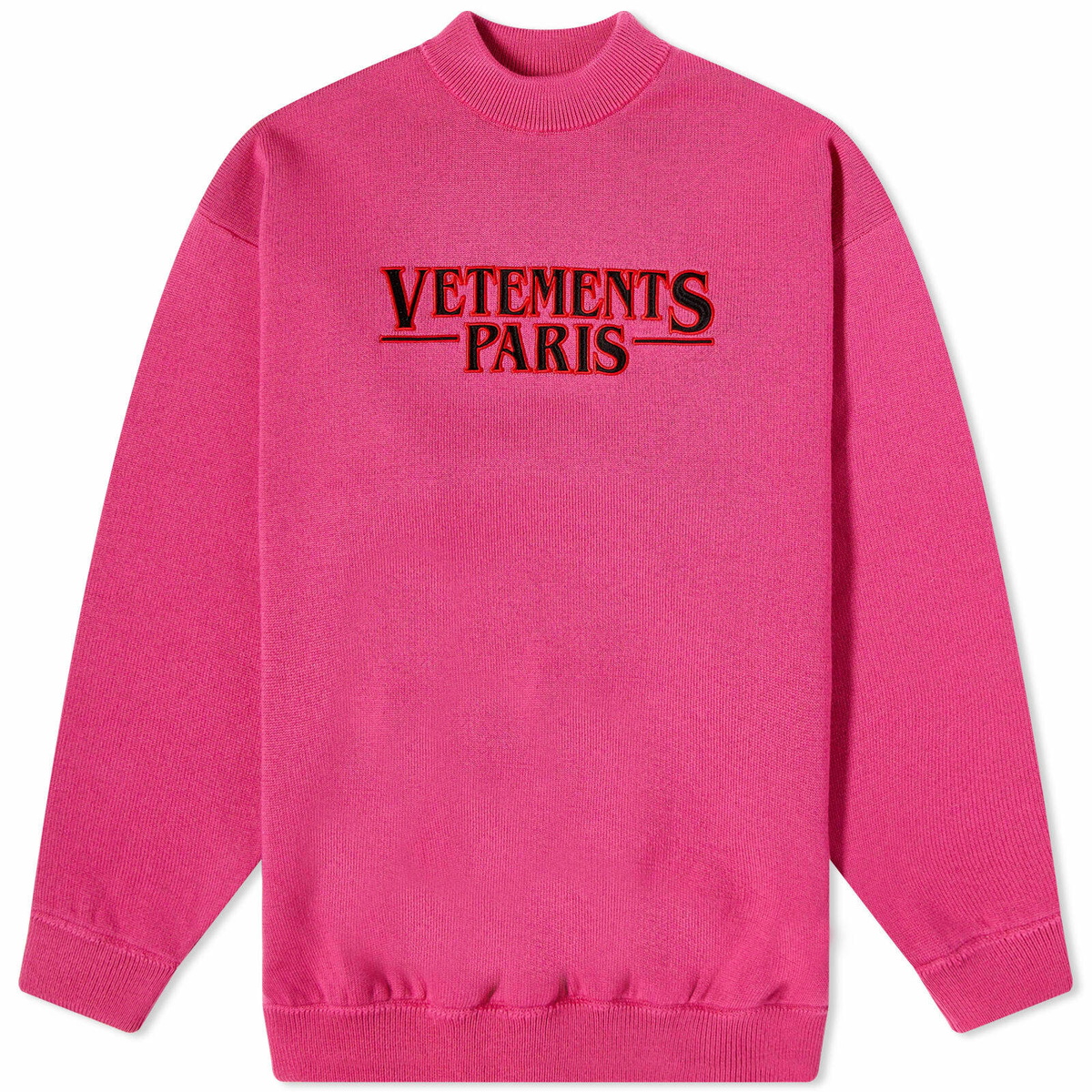 VETEMENTS Pink & White Allover Logo Sweater Vetements