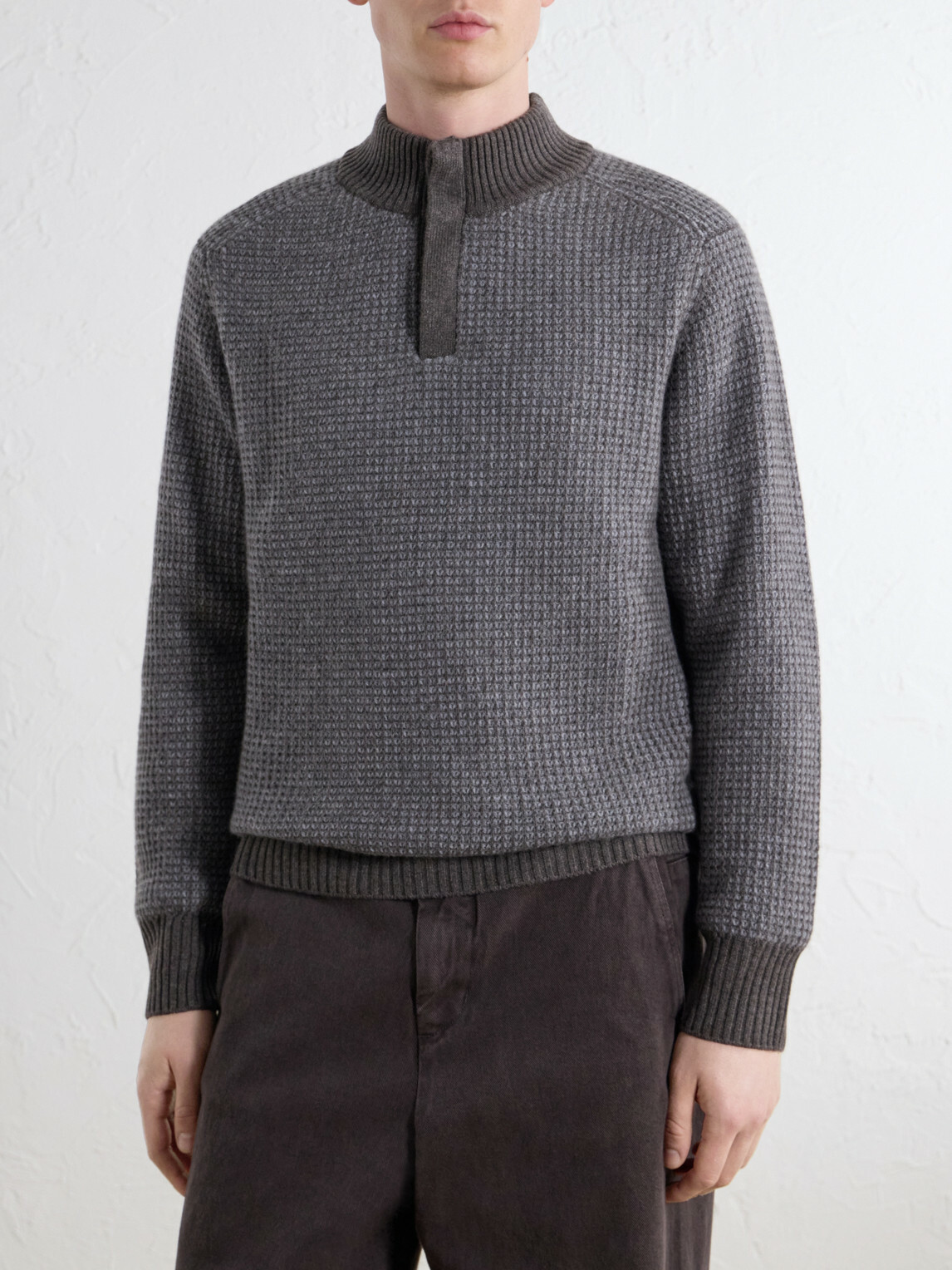 N.PEAL - Waffle-Knit Cashmere Sweater - Gray