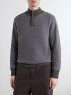 N.PEAL - Waffle-Knit Cashmere Sweater - Gray