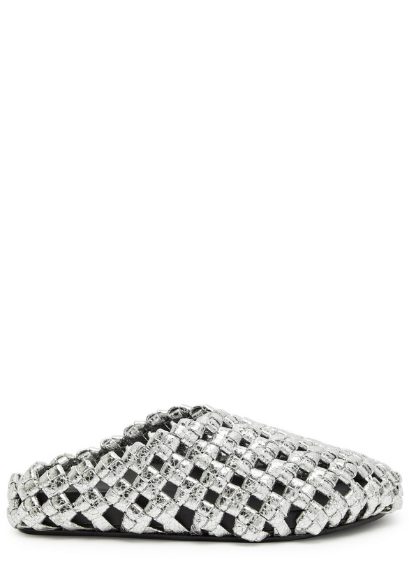 Photo: A.W.A.K.E Mode Mismatched Metallic Leather Mules Gold