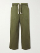 Officine Générale - Ferry Wide-Leg Cotton-Twill Drawstring Shorts - Green