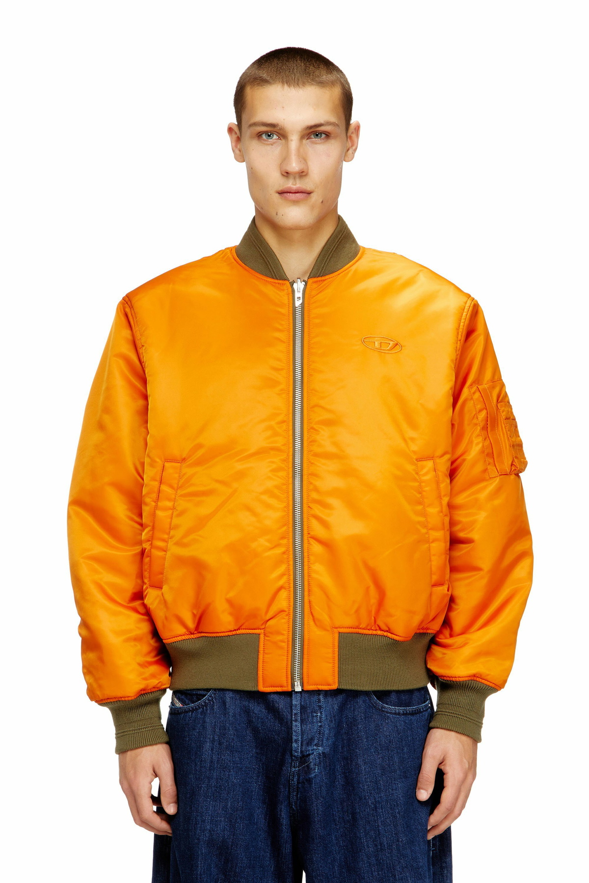Diesel Padded bomber jacket with Oval D embroidery - Winter Jackets Mens in Multicolor