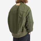 JW Anderson Men's Oversized Curved Hem Bomber Jacket in Olive