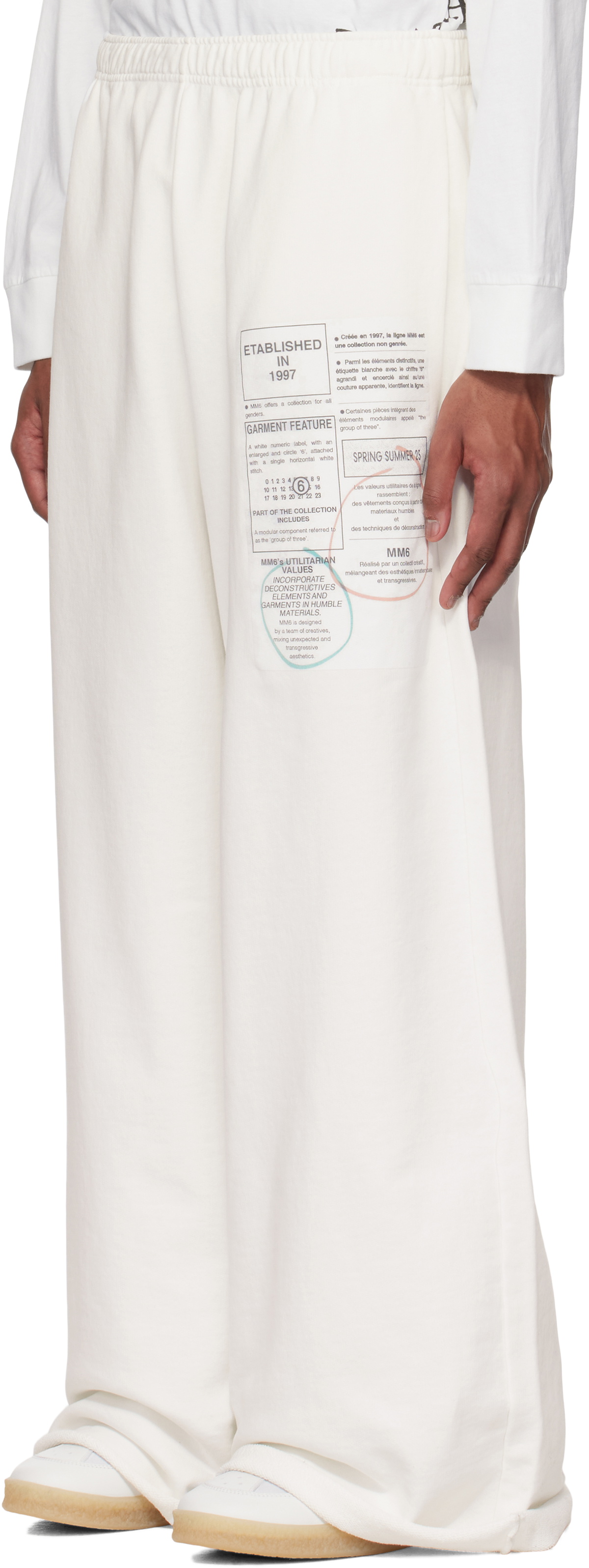 MM6 Maison Margiela White Newspaper Print Sweatpants