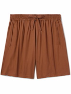 UMIT BENAN B - Julian Straight-Leg Silk Drawstring Shorts - Brown