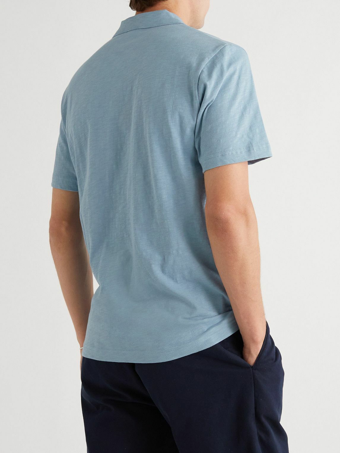 Theory - Bron Slubbed Cotton-Jersey Polo Shirt - Blue Theory