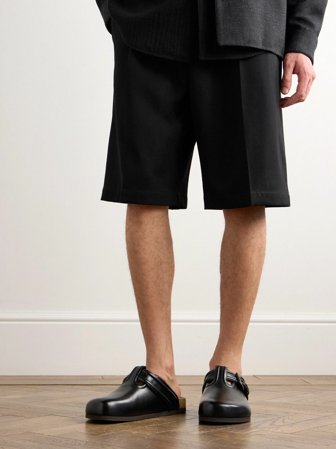 Valentino Garavani - Buckled Glossed-Leather Clogs - Black