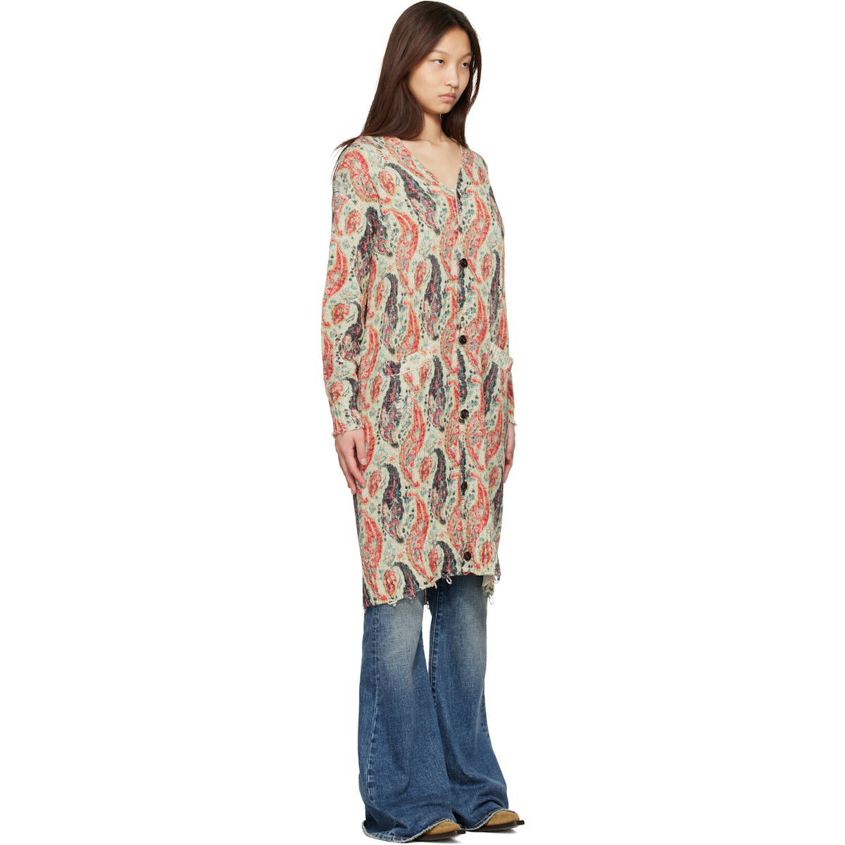 R13 Multicolor Printed Long Cardigan