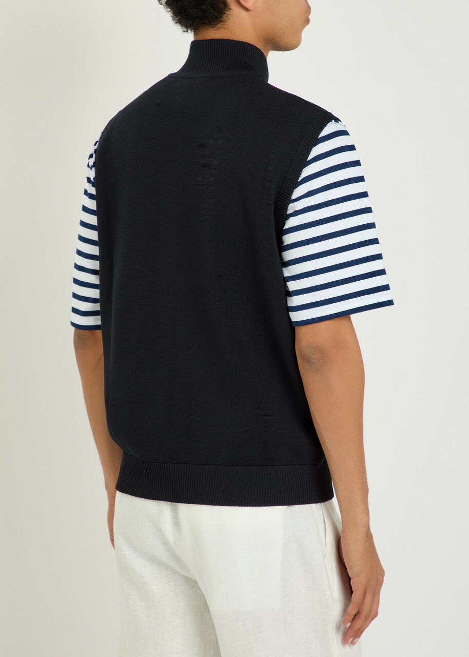 Raith Davi Hybrid Panelled Stretch-knit Gilet Navy