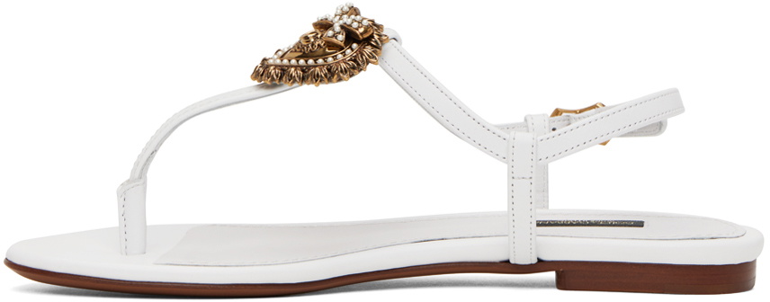 Dolce & Gabbana White Devotion Embellished Sandals Shoes