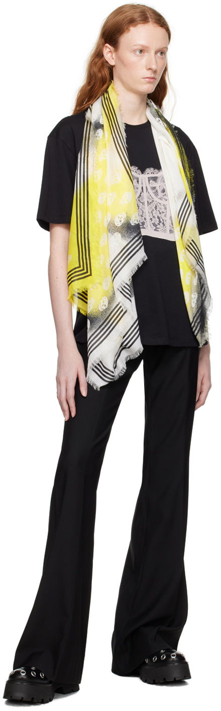 Alexander McQueen White & Yellow Skull Scarf Alexander McQueen