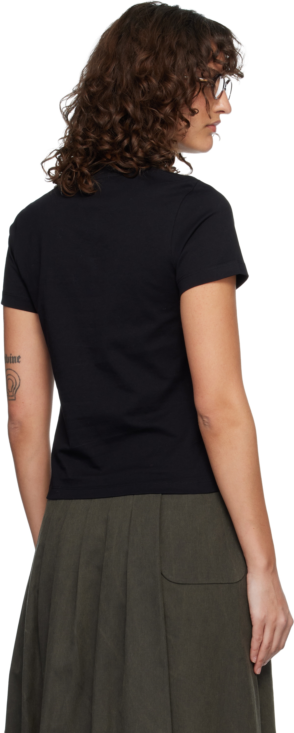AMI Paris Black Ami de Coeur Cropped T-shirt