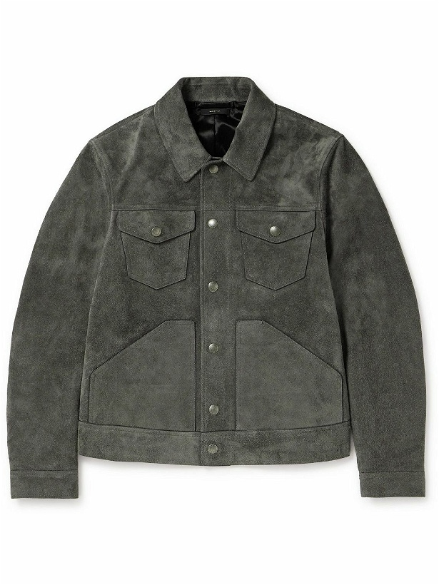 Photo: TOM FORD - Brushed Suede Trucker Jacket - Gray