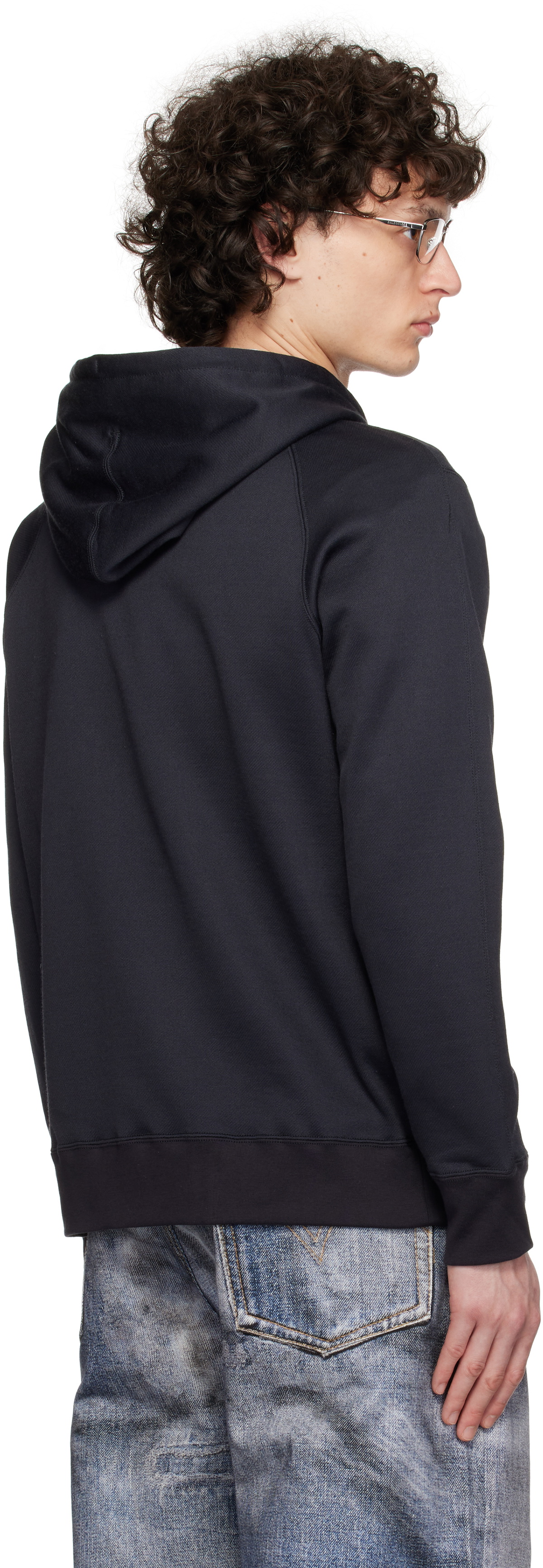 Junya Watanabe Black Patchwork Zip-Up Hoodie Junya Watanabe
