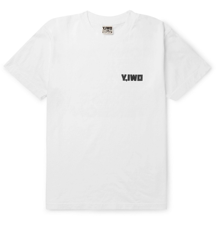 Photo: Y,IWO - Printed Cotton-Jersey T-Shirt - White