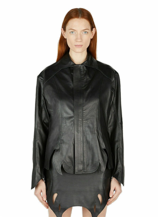 Photo: Ninamounah - Poison Cut Out Leather Jacket in Black