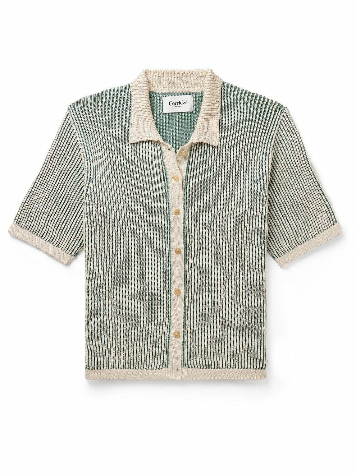 Photo: Corridor - Plated Ribbed Cotton Shirt - Green