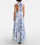 Camilla Embellished halterneck cotton poplin maxi dress