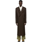 Kenzo Brown Wool Serge Double-Breasted Coat