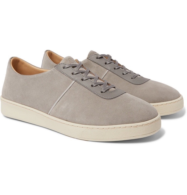 Photo: Mulo - Leather-Trimmed Suede Sneakers - Gray