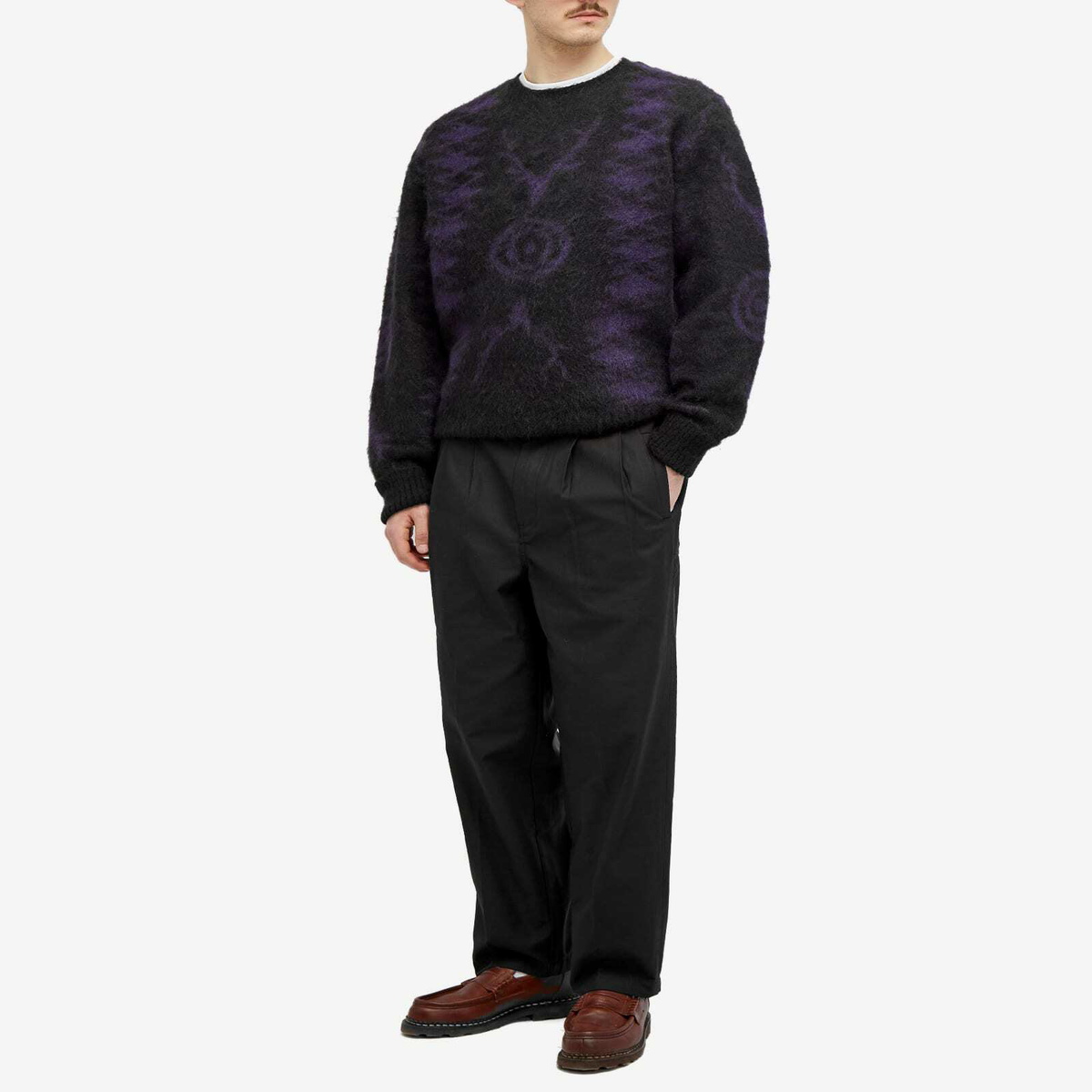Garbstore Men's Pleated Wide Easy Trousers in Black