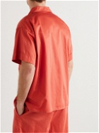 Cleverly Laundry - Camp-Collar Superfine Cotton Pyjama Shirt - Red