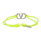 Valentino Yellow Valentino Garavani Leather VLogo Bracelet