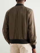 TOM FORD - Leather-Trimmed Lyocell-Twill Bomber Jacket - Brown