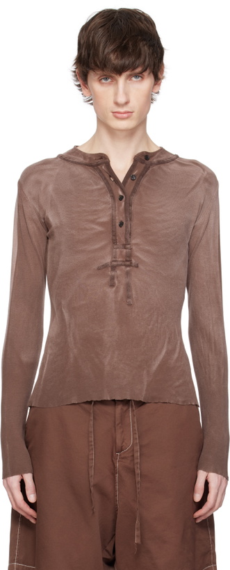 Photo: Edward Cuming Brown Light Cotton Jersey Tyre Tracks Henley
