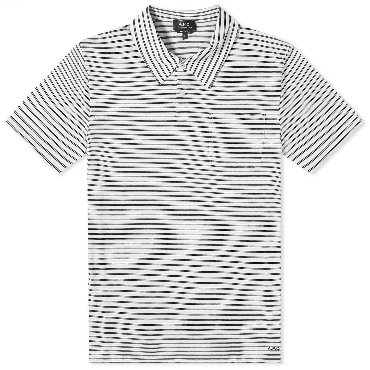 Photo: A.P.C. Men's Pablo Stripe Polo Shirt in White
