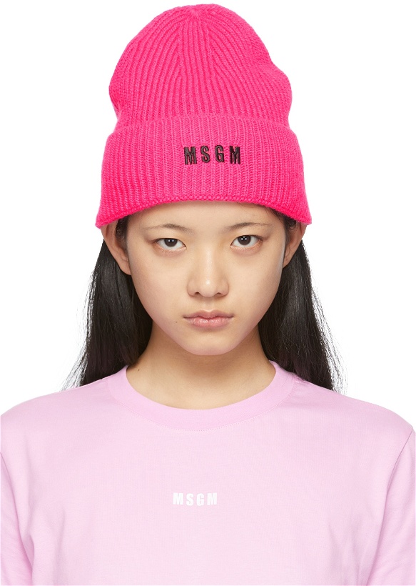 Photo: MSGM Pink Logo Beanie