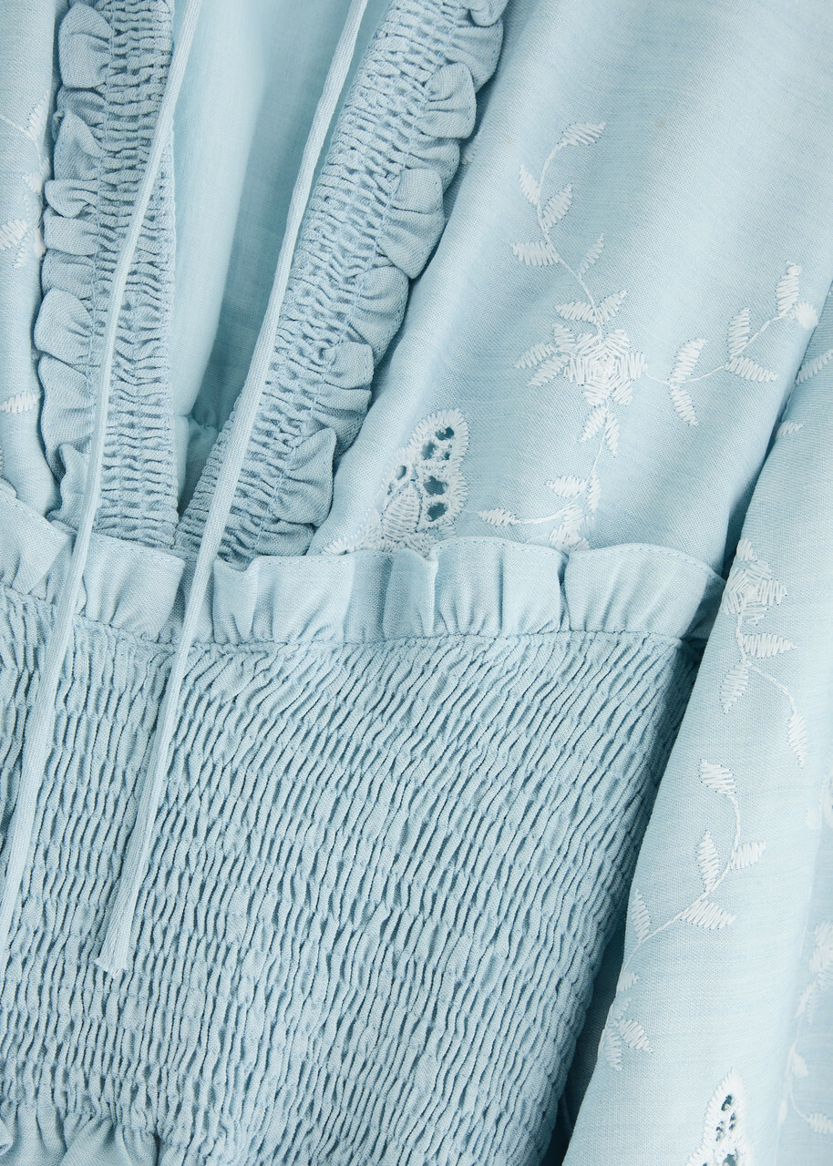 Lug Von Siga Tiara Guipure Lace-trimmed Woven Maxi Dress Light Blue