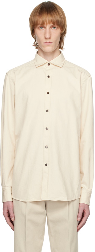 Photo: ZEGNA Off-White Button-Down Shirt