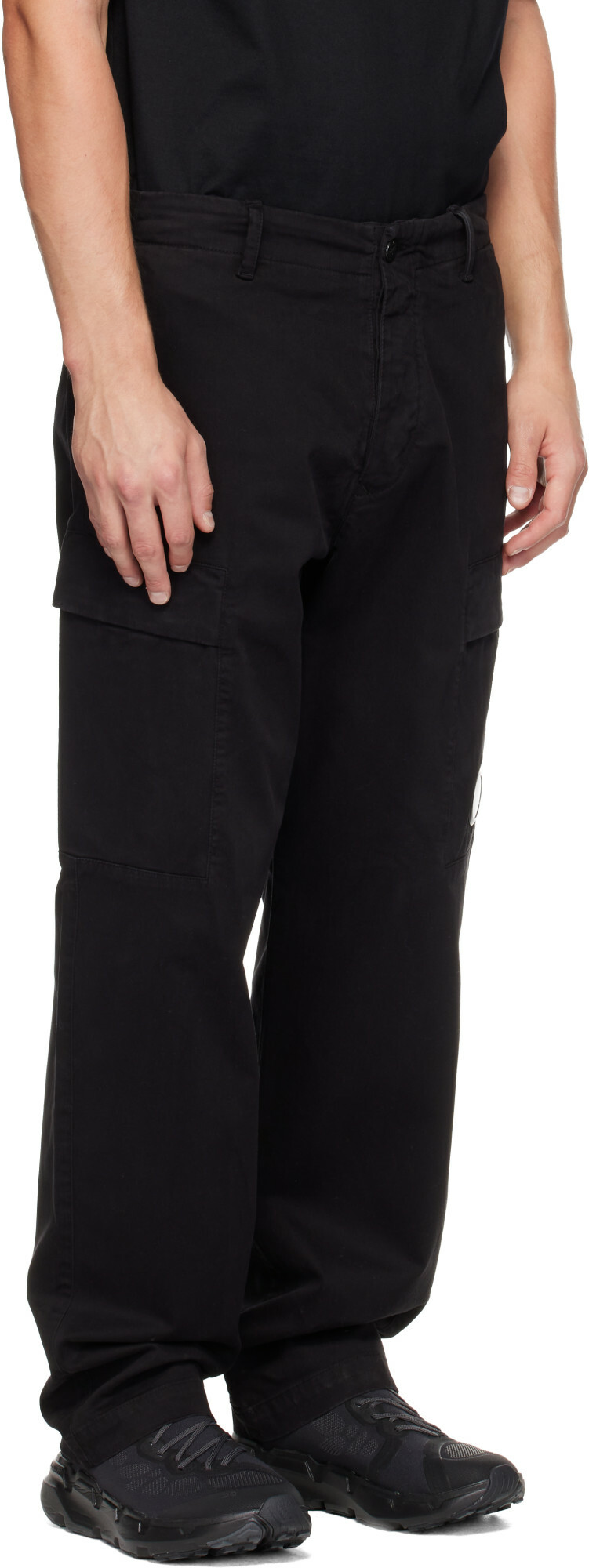 C.P. Company Black Stretch Sateen Regular Cargo Pants