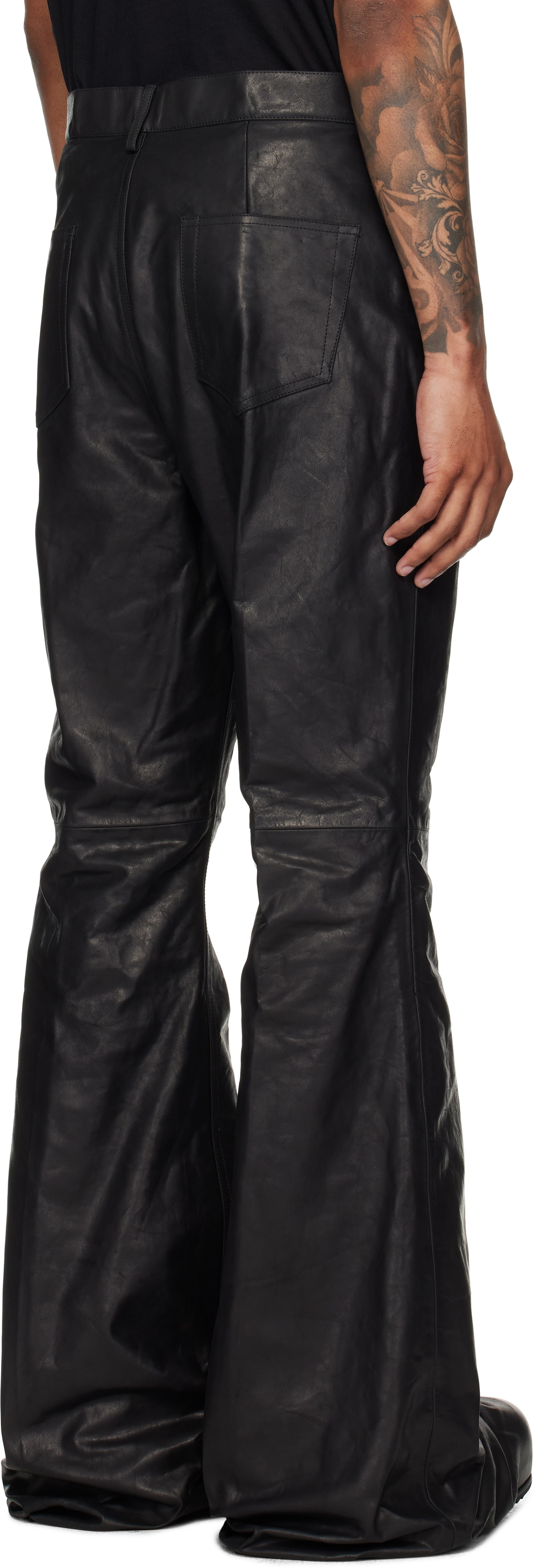 Rick Owens Black Concordians Bolan Bootcut Leather Pants Rick Owens