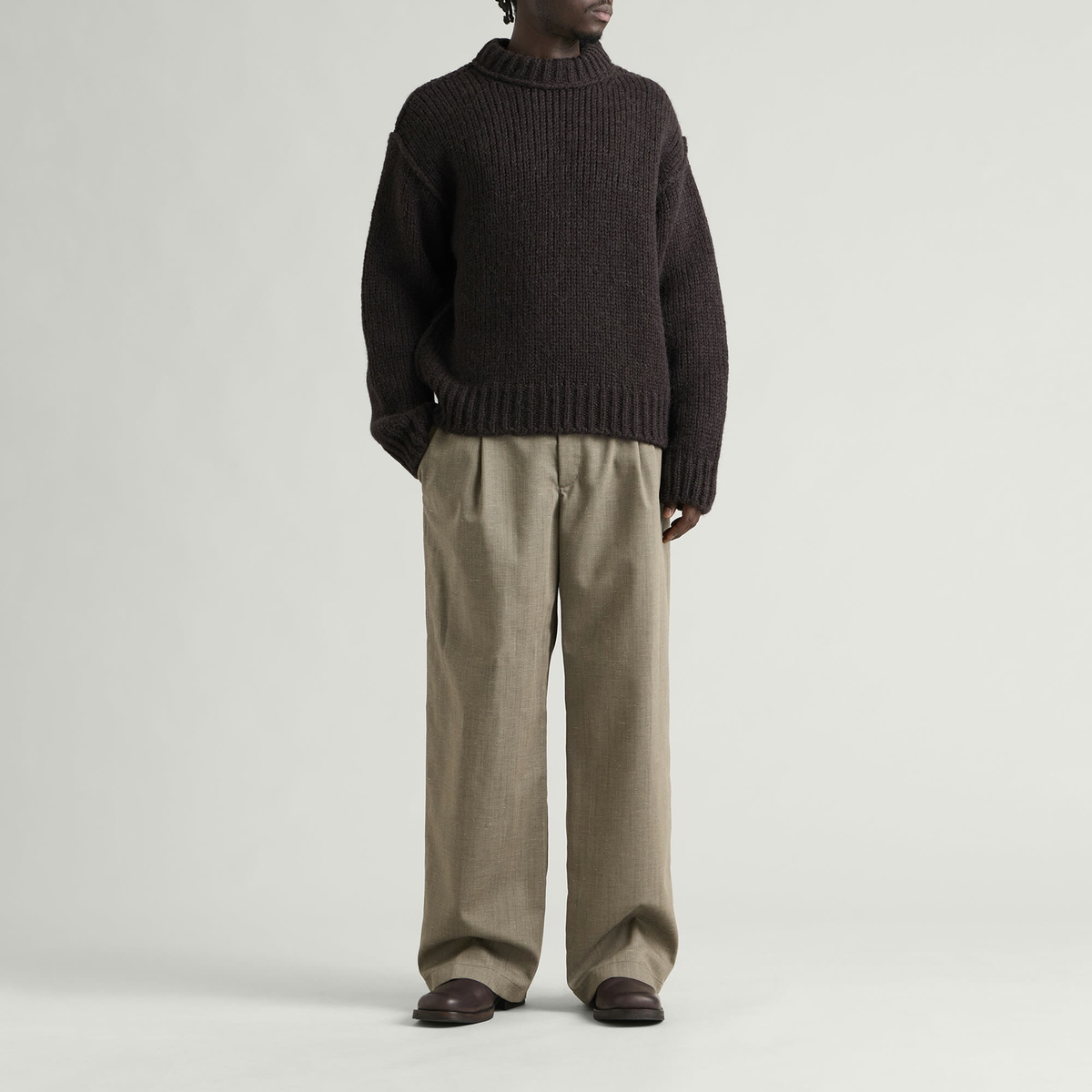Our Legacy Men's Bear Mega Alpaca Wool Mock Roundneck in Brown