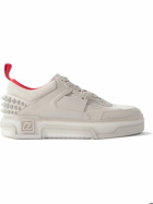 Christian Louboutin - Astroloubi Spiked Leather, Suede and Mesh Sneakers - Neutrals