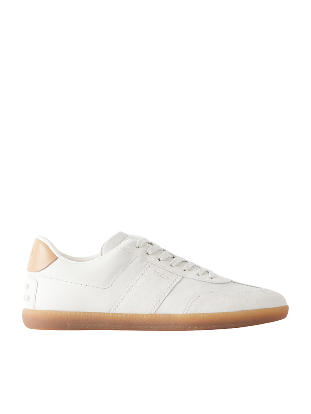 Photo: Tod's - Suede-Trimmed Leather Sneakers - White